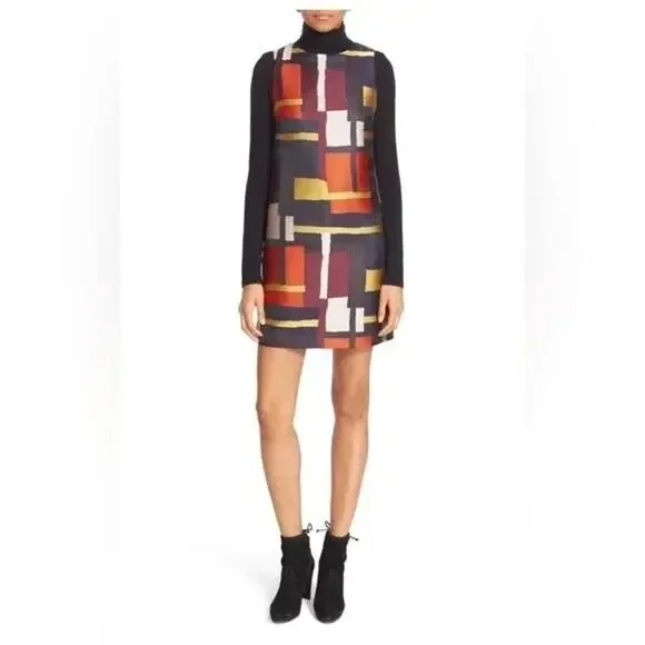 ALICE + OLIVIA Clyde Print Sleeveless A-Line Shift Dress Geometric Womens Size 8 - Picture 14 of 16